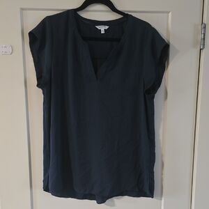 Reitmans Navy Blue V-Neck Blouse